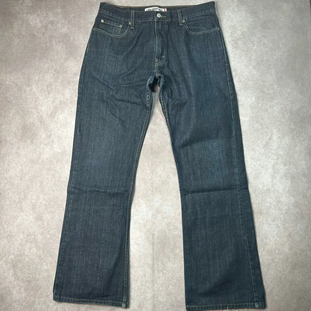 Levis 527 Low Boot Cut Jeans Mens 36x34 Dark Wash Blue Denim 100% Cotton
